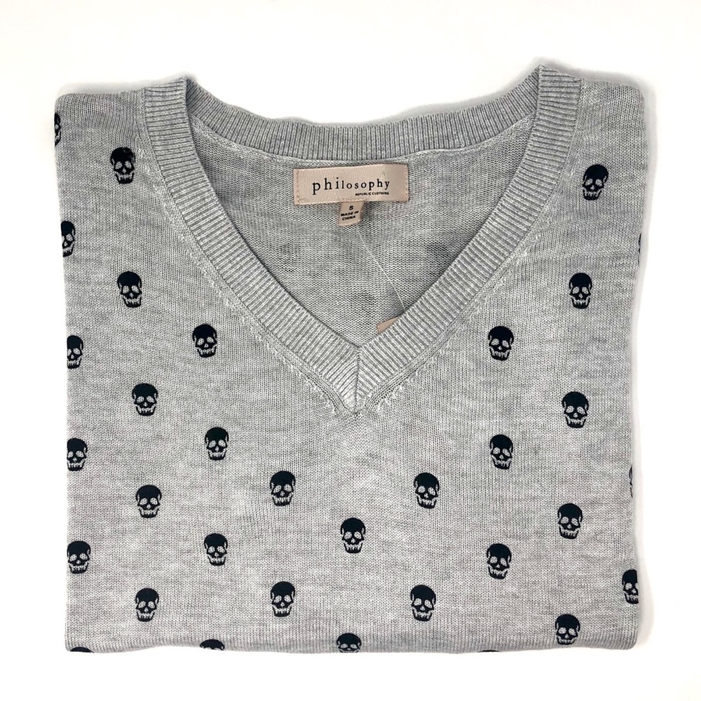 đPhilosophy Black and Gray Skull Sweater Small - Picture 9 of 14